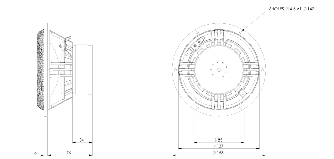 Accuton C158-8-085 6 inch 8 ohm loudspeaker driver view 2