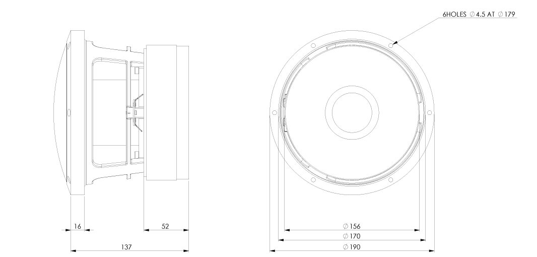Accuton AS190-9-251 7 inch 9 ohm loudspeaker driver view 2