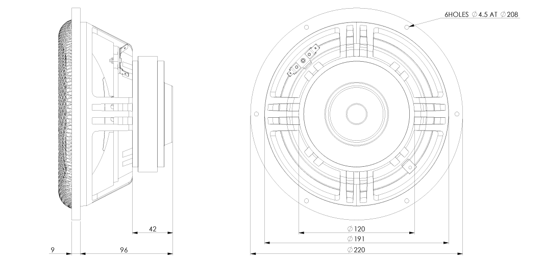 Accuton S220-6-221 8 inch 6 ohm loudspeaker driver view 2