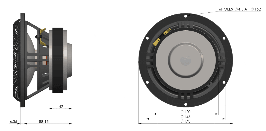 Accuton CL173-6-191 0 inch 6 ohm loudspeaker driver view 2