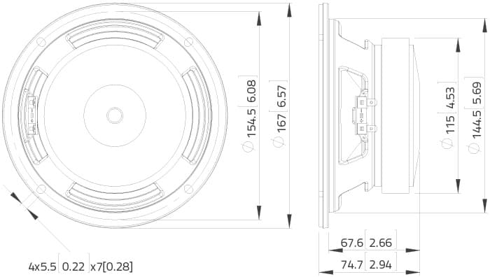 Lavoce WSF061.52 6.5 inch 8 ohm loudspeaker driver view 2