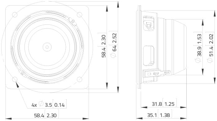 Lavoce FSN020.71F 2 inch 8 ohm loudspeaker driver view 5