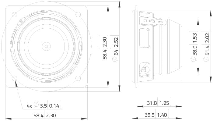 Lavoce FSN020.72 2 inch 8 ohm loudspeaker driver view 3