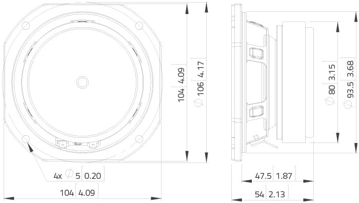 Lavoce FSF041.00 4 inch 8 ohm loudspeaker driver view 6