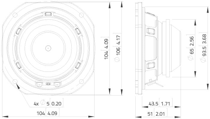 Lavoce FSN041.00 4 inch 8 ohm loudspeaker driver view 5