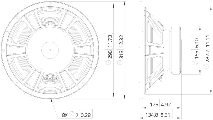 Lavoce WSF121.70G 12 inch 8 ohm loudspeaker driver view 2