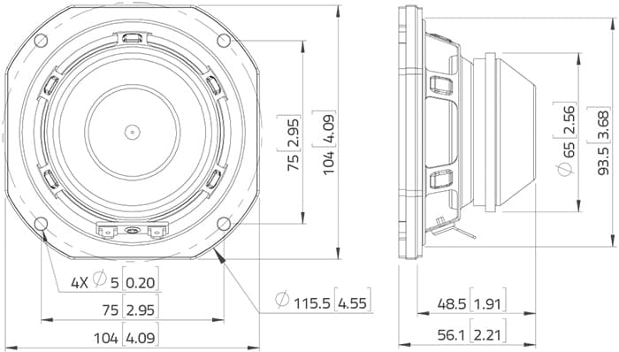 Lavoce WSN041.00 4 inch 8 ohm loudspeaker driver view 5
