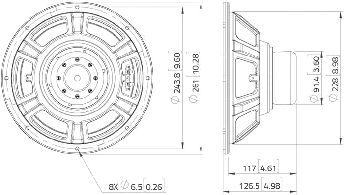 Lavoce WSN102.50 10 inch 8 ohm loudspeaker driver view 2