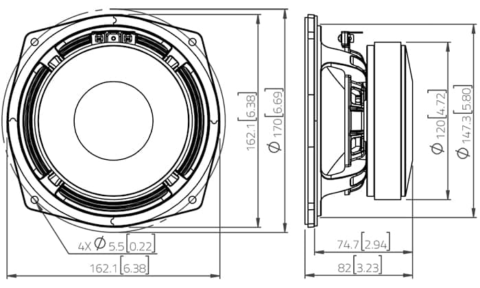 Lavoce MAF061.50 6.5 inch 8 ohm loudspeaker driver view 2