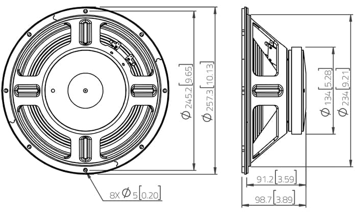 Lavoce WSF101.70G 10 inch 8 ohm loudspeaker driver view 2