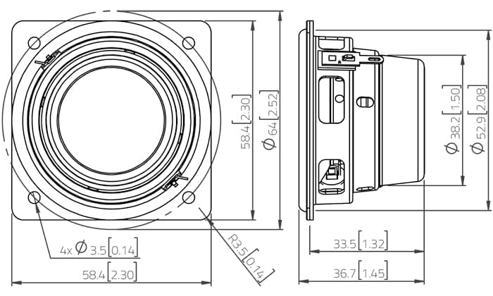 Lavoce FSN021.02 2 inch 8 ohm loudspeaker driver view 2