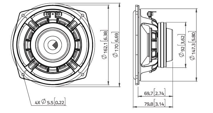 Lavoce WAN061.80 6.5 inch 8 ohm loudspeaker driver view 6