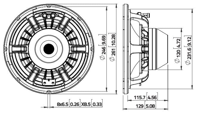 Lavoce WAN102.50LD 10 inch 8 ohm loudspeaker driver view 5