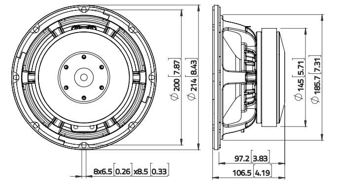 Lavoce WAF082.00 8 inch 8 ohm loudspeaker driver view 5
