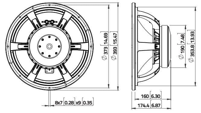 Lavoce WAF153.00 15 inch 8 ohm loudspeaker driver view 2
