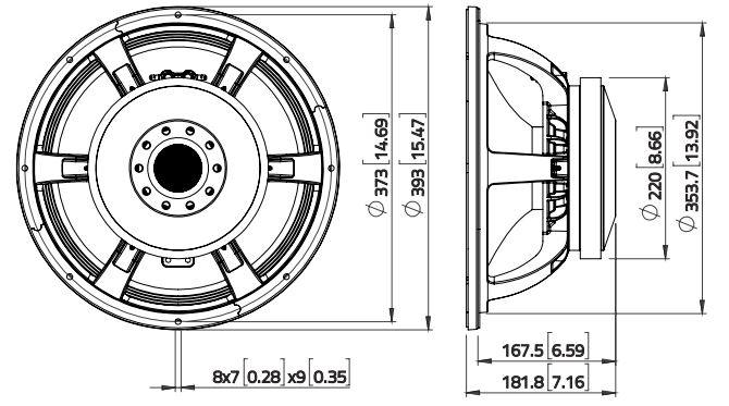 Lavoce WAF154.03 15 inch 8 ohm loudspeaker driver thumbnail view 3