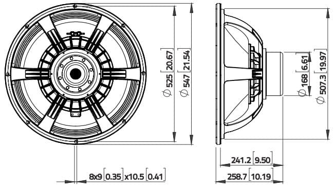 Lavoce SAN214.50 21 inch 8 ohm loudspeaker driver view 2