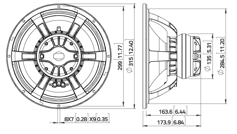 Lavoce CAN123.00T 12 inch 8 ohm loudspeaker driver view 4