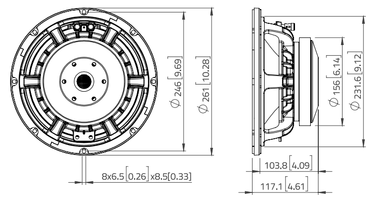 Lavoce WAF102.51 10 inch 8 ohm loudspeaker driver view 3