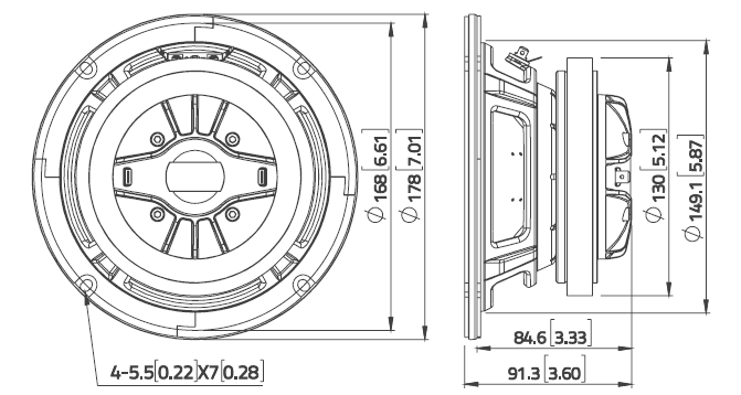 Lavoce CSF061.70K 6.5 inch 8 ohm loudspeaker driver view 3