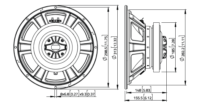 Lavoce CSF122.50K 12 inch 8 ohm loudspeaker driver view 6