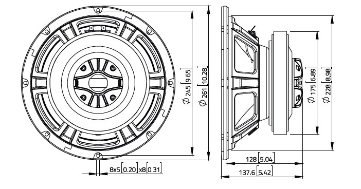 Lavoce CSF102.50K 10 inch 8 ohm loudspeaker driver view 6