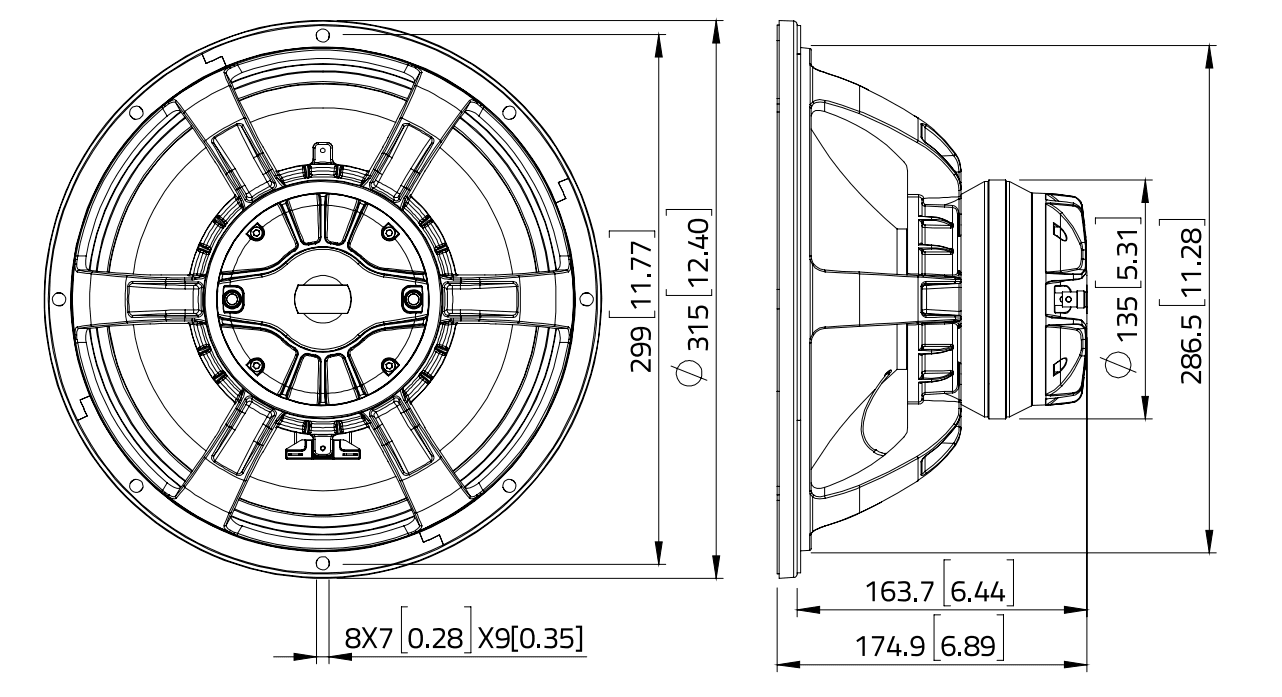 Lavoce CAN123.00TH 12 inch 8 ohm loudspeaker driver view 4