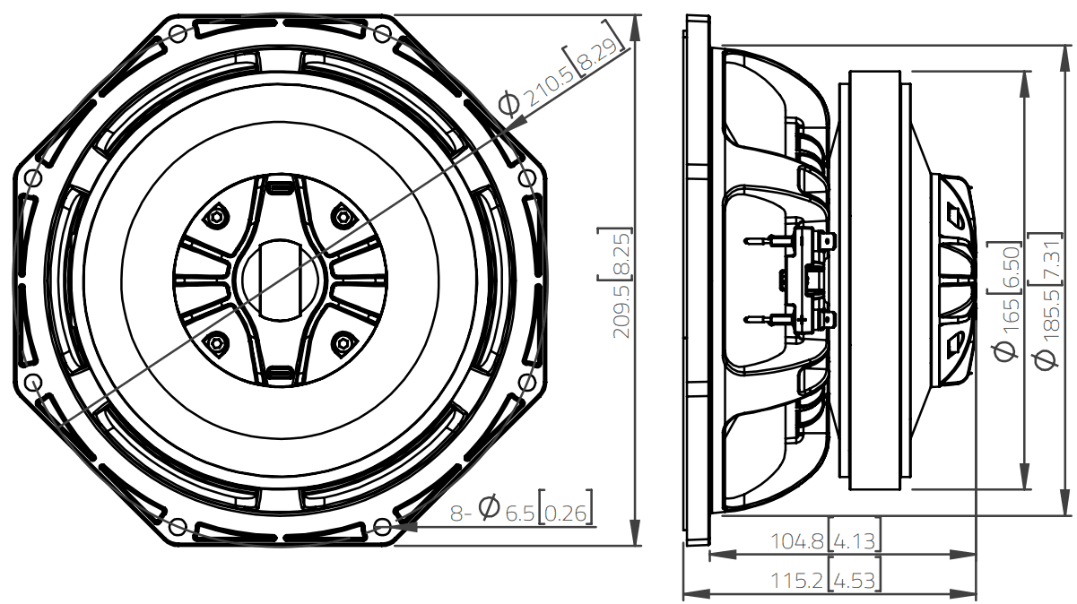 Lavoce CAF082.00K 8 inch 8 ohm loudspeaker driver view 4