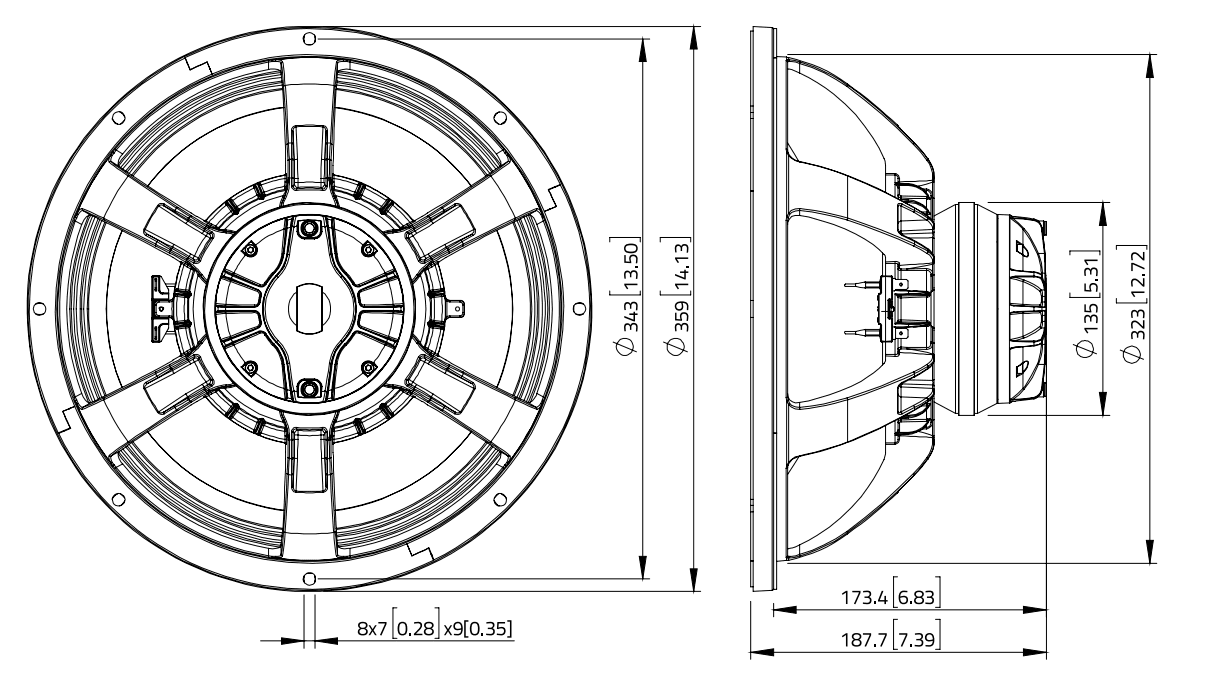 Lavoce CAN143.00T 12 inch 8 ohm loudspeaker driver view 3