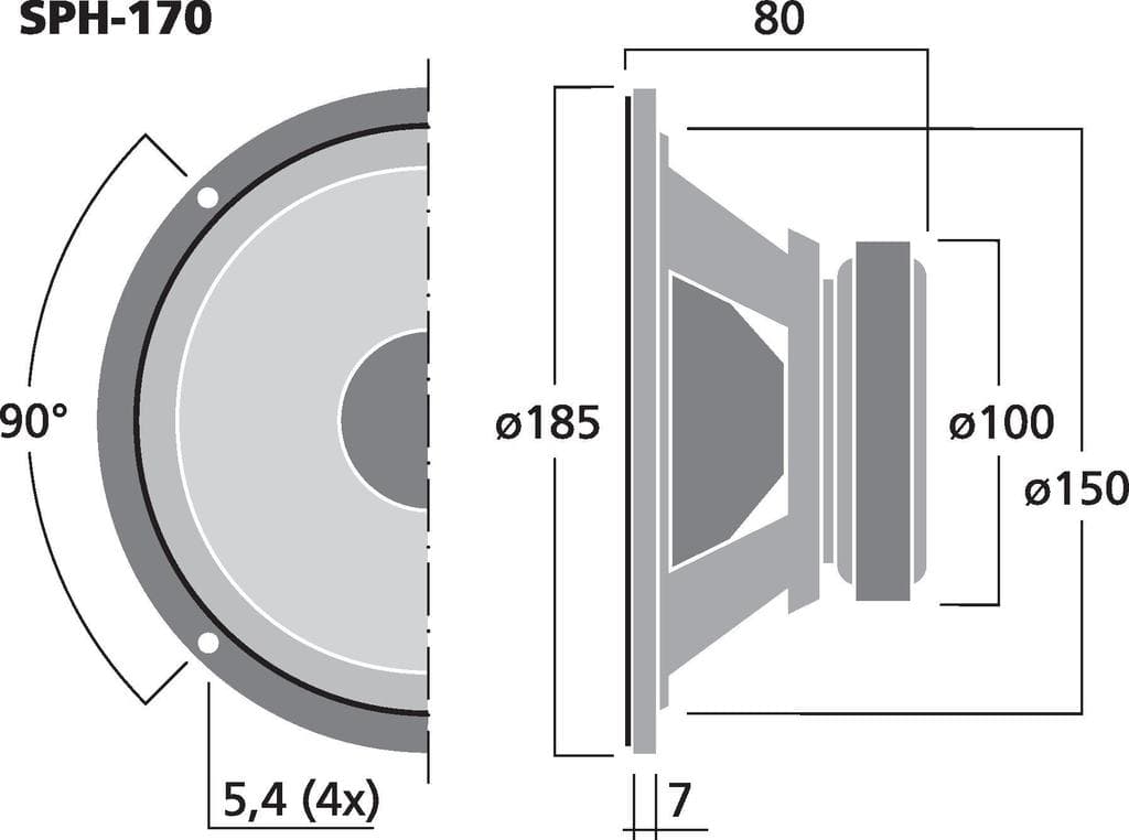 Monacor SPH-170 6.5 inch 8 ohm loudspeaker driver view 3