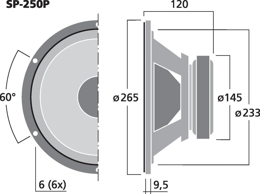 Monacor SP-250P 10 inch 8 ohm loudspeaker driver view 3