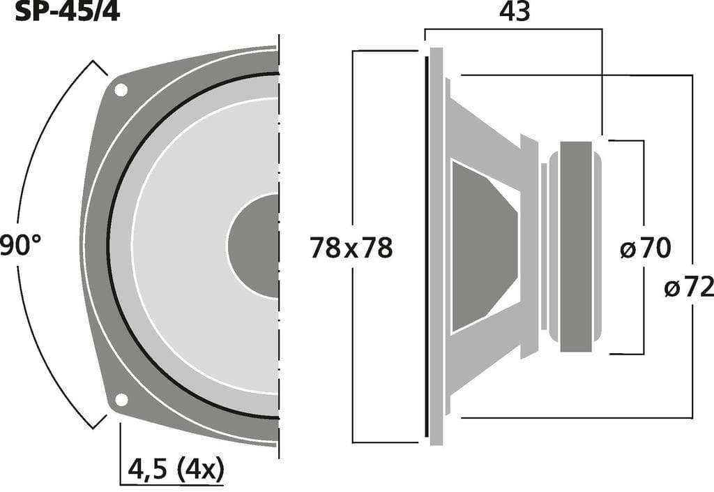 Monacor SP-45/4 3 inch 4 ohm loudspeaker driver view 3
