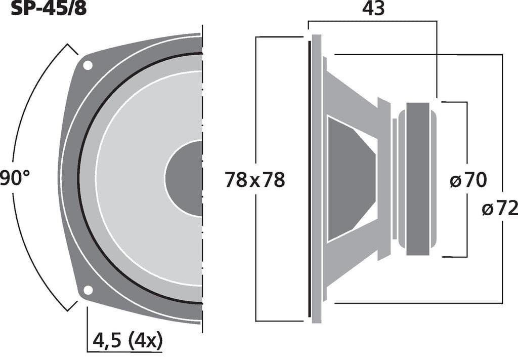 Monacor SP-45/8 3 inch 8 ohm loudspeaker driver view 3