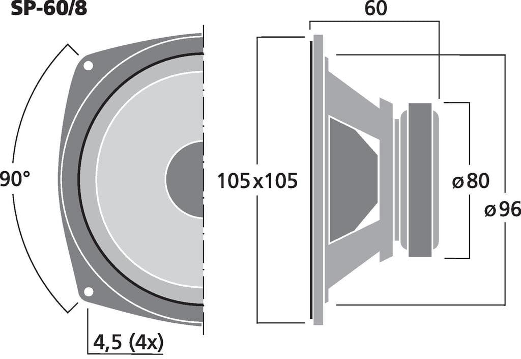 Monacor SP-60/4 4 inch 4 ohm loudspeaker driver view 3