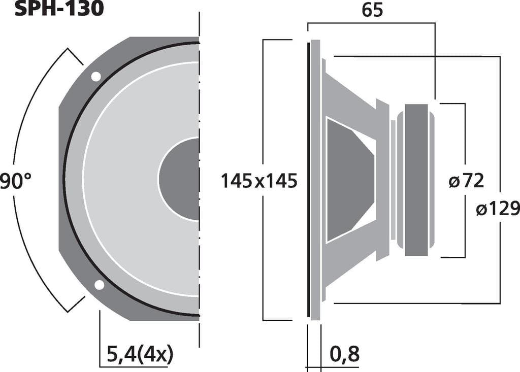 Monacor SPH-130 5 inch 8 ohm loudspeaker driver view 3