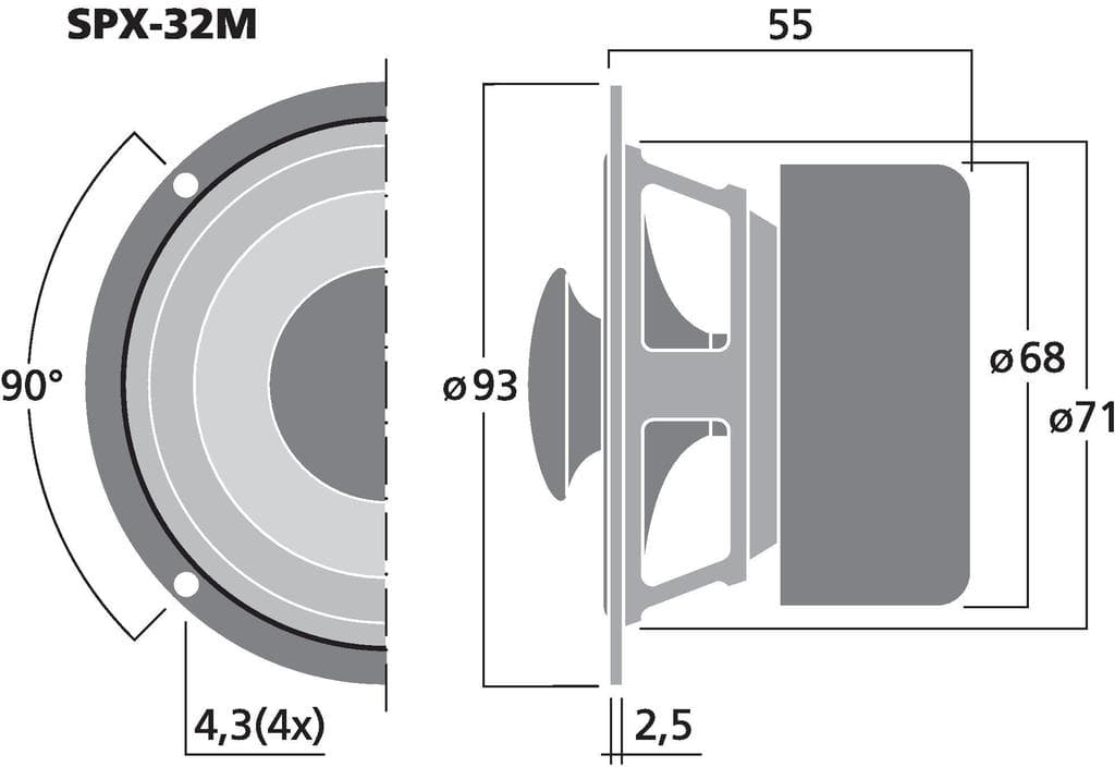Monacor SPX-32M 3 inch 8 ohm loudspeaker driver view 2