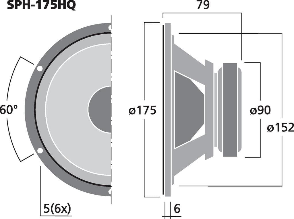 Monacor SPH-175HQ 6.5 inch 8 ohm loudspeaker driver view 2