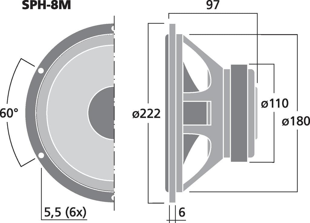 Monacor SPH-8M 0.75 inch 8 ohm loudspeaker driver view 2