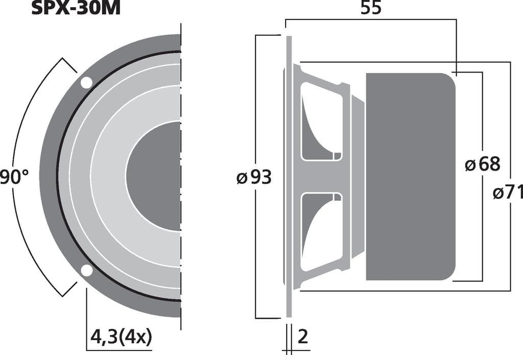 Monacor SPX-30M 3 inch 8 ohm loudspeaker driver view 2