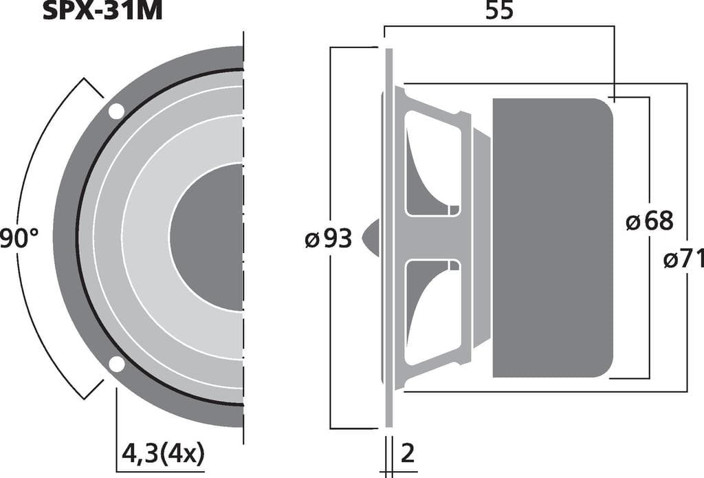 Monacor SPX-31M 3 inch 8 ohm loudspeaker driver view 2
