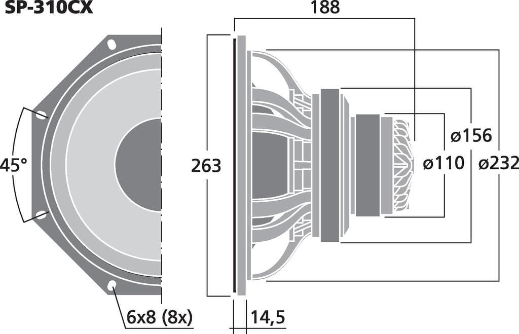 Monacor SP-310CX 10 inch 2 ohm loudspeaker driver view 2
