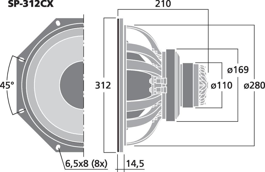 Monacor SP-312CX 12 inch 8 ohm loudspeaker driver view 2