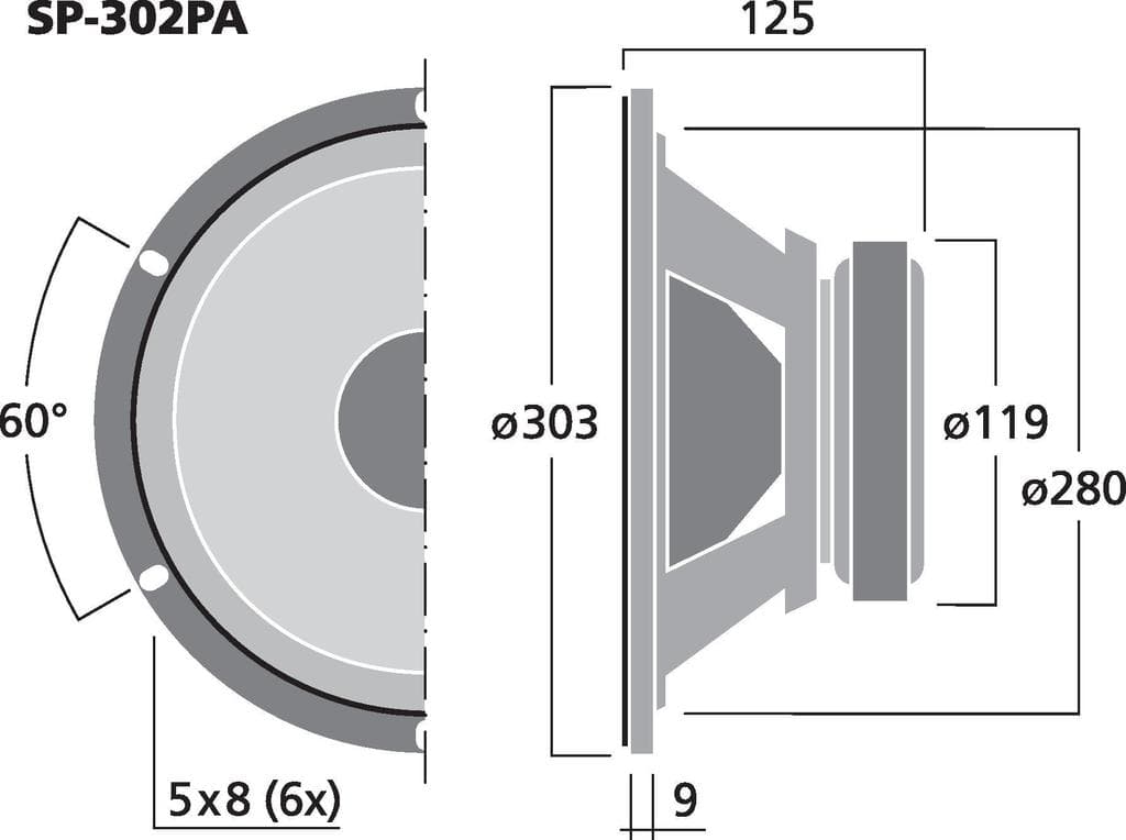 Monacor SP-302PA 12 inch 8 ohm loudspeaker driver view 3