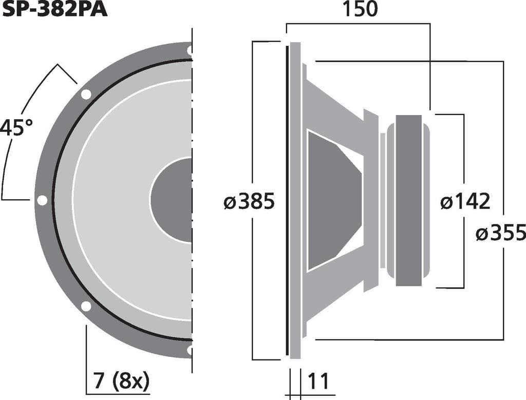 Monacor SP-382PA 15 inch 8 ohm loudspeaker driver view 3