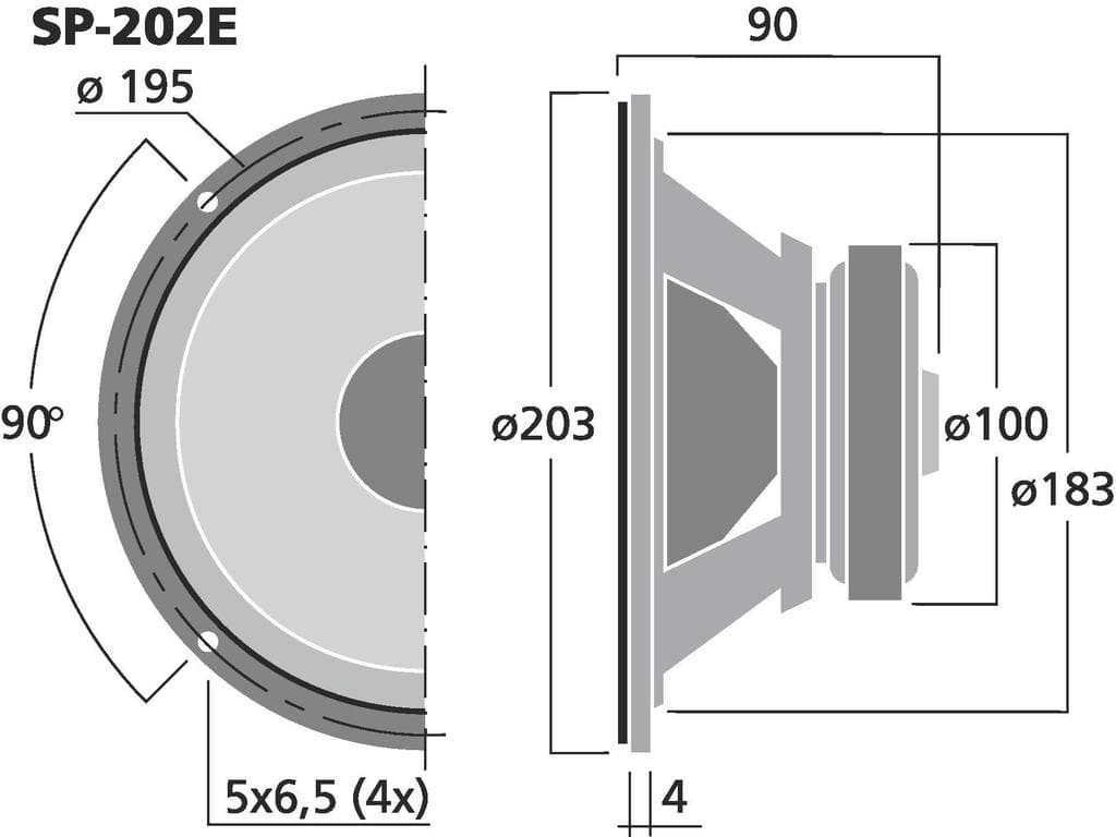 Monacor SP-202E 8 inch 4 ohm loudspeaker driver view 3