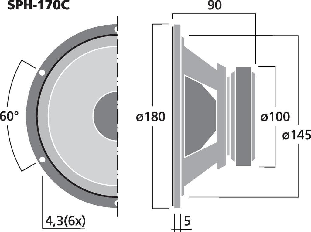 Monacor SPH-170C 6.5 inch 8 ohm loudspeaker driver view 3