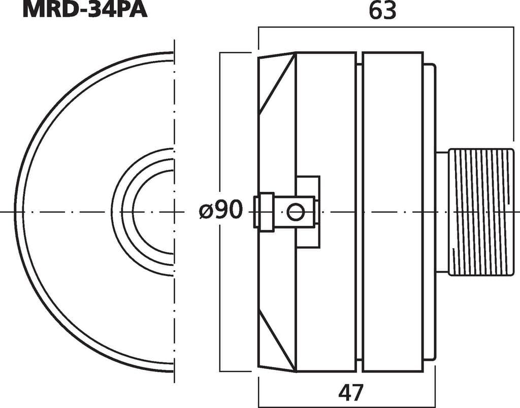 Monacor MRD-34PA 1 inch 8 ohm loudspeaker driver view 3