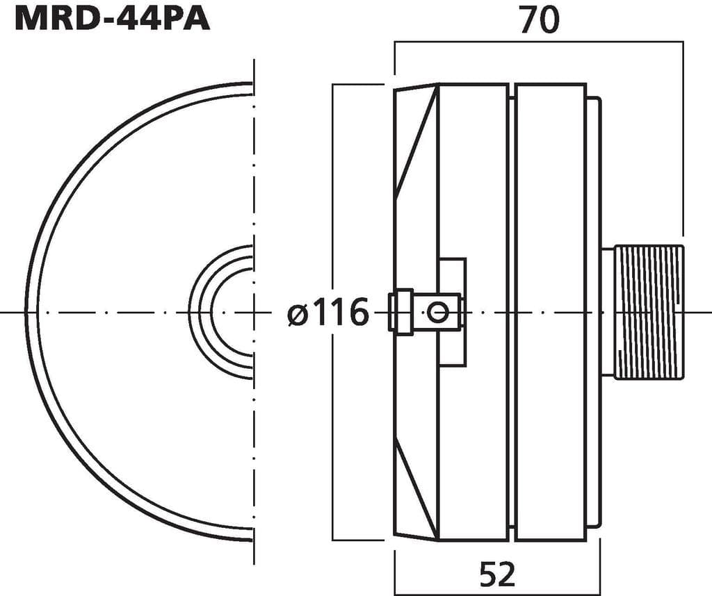 Monacor MRD-44PA 1 inch 8 ohm loudspeaker driver view 3
