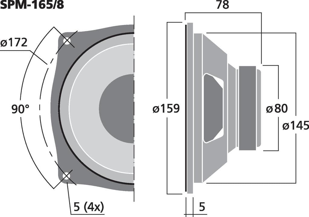 Monacor SPM-165/8 6.5 inch 8 ohm loudspeaker driver view 3