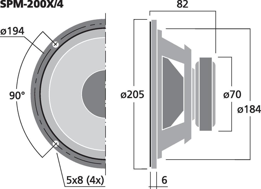 Monacor SPM-200X/4 8 inch 4 ohm loudspeaker driver view 2
